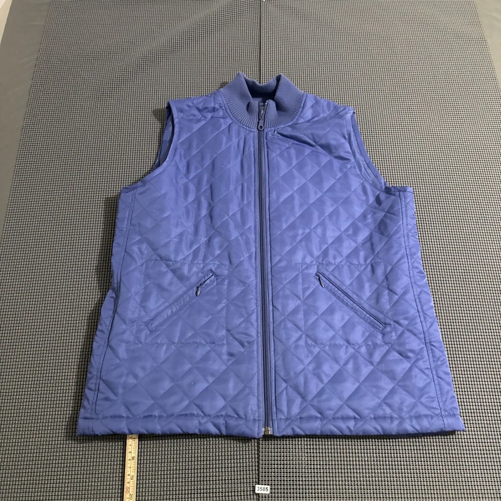 Lilly Pulitzer Womens XL Blue Quilted Full Zip Mock Neck Vest
